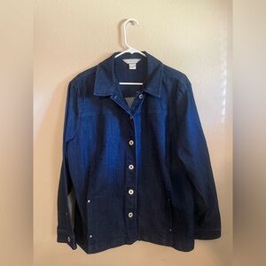 Allison Daley Button Down Dark Blue Jean Women’s Top Jacket 16